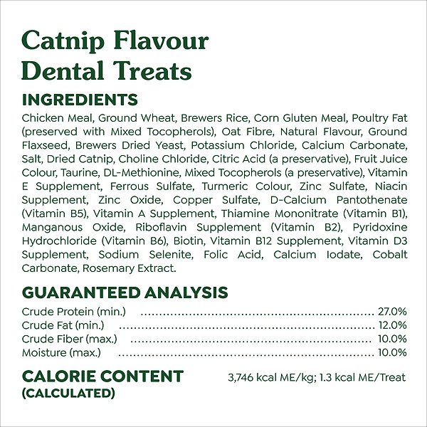Show full view: Greenies Feline Natural Dental Care Catnip Flavour Adult Cat Treats, 277-g tub slide 6 of 6