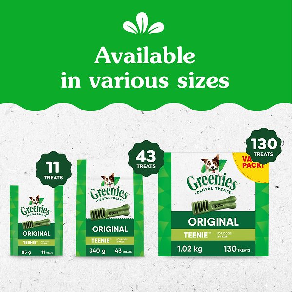 Show full view: Greenies Original Teenie Adult Natural Dental Dog Treats, 170-g pouch slide 3 of 7