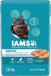 Iams Proactive Health Indoor Weight & Hairball Care with Chicken & Turkey Dry Cat Food, 7.26-kg bag