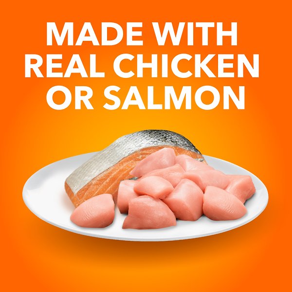 Show full view: Iams Perfect Portions Variety Pack Adult Grain-Free Chicken Cuts in Gravy & Indoor Salmon Pate Wet Cat Food, 75-g tray, case of 24 slide 4 of 6