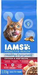 Iams Proactive Health Healthy Enjoyment Adult Chicken & Beef Dry Cat Food, 2.72-kg bag