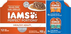 Iams Perfect Portions Variety Pack Adult Grain-Free Chicken & Tuna Cuts in Gravy Wet Cat Food, 75-g tray, case of 12