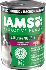 Iams Proactive Health Adult Beef & Rice Wet Dog Food, 369-g can, case of 12