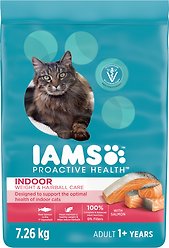 Iams Proactive Health Indoor Weight & Hairball Care with Salmon Dry Cat Food, 7.26-kg bag