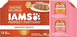 Iams Perfect Portions Variety Pack Adult Grain-Free Chicken & Salmon Pate Wet Cat Food, 75-g tray, case of 12