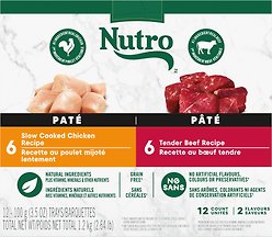 Nutro Natural Choice Pate Slow Cooked Chicken & Tender Beef Recipe Adult Wet Dog Food, 100-g tray, case of 12
