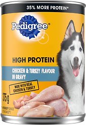 Pedigree High Protein Chicken & Turkey Flavour in Gravy Wet Dog Food, 375-g can, case of 12