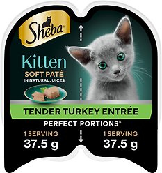 Sheba Perfect Portions Kitten Soft Pate Tender Turkey Entree Wet Cat Food, 75-g tray, case of 24