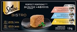 Sheba Bistro Perfect Portions Variety Pack Adult Grain-Free Salmon & Chicken, Savoury Salmon & Tuna, Signature Seafood Pate Wet Cat Food, 75-g tray, case of 24