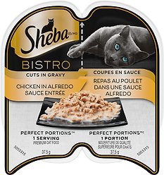 Sheba Bistro Perfect Portions Adult Grain-Free Chicken in Alfredo Sauce Wet Cat Food, 75-g tray, case of 24