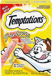 Temptations Creamy Puree with Chicken & Salmon Variety Pack Lickable Cat Treats, 12-g pouch, pack of 16