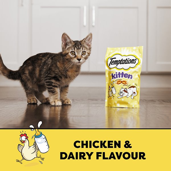 Show full view: Temptations Chicken & Dairy Flavour Soft & Crunchy Kitten Treats, 180-g pouch slide 6 of 6