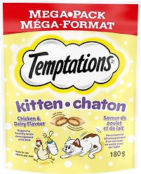 Temptations Chicken & Dairy Flavour Soft & Crunchy Kitten Treats, 180-g pouch
