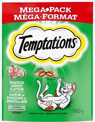 Temptations Seafood Medley Flavour Soft & Crunchy Cat Treats, 180-g pouch