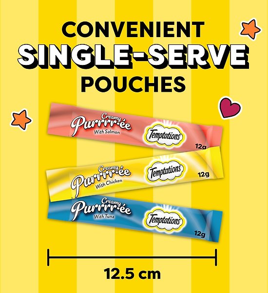 Show full view: Temptations Puree Chicken Lickable Cat Treats, 12-g pouch, 44 count slide 5 of 7