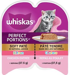 Whiskas Perfect Portions Kitten Chicken Entree Pate Wet Cat Food, 75-g tray, case of 24