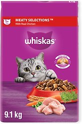 Whiskas Meaty Selections Chicken Natural Adult Dry Cat Food, 9.1-kg bag