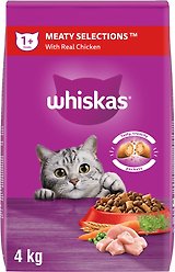 Whiskas Meaty Selections Chicken Natural Adult Dry Cat Food, 4-kg bag