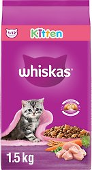 Whiskas Kitten High Protein Real Chicken Dry Cat Food, 1.5-kg bag