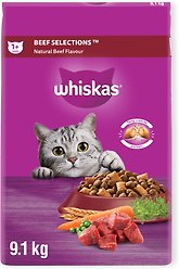 Whiskas Beef Selections Adult Dry Cat Food, 9.1-kg bag