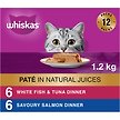 Show in main carousel: Whiskas Seafood Selections Variety Pack Whitefish & Tuna, Savoury Salmon Pate Wet Cat Food, 100-g tray, case of 12 slide 1 of 6