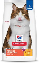 Hill's Science Diet Adult Perfect Digestion Chicken, Barley, & Whole Oats Recipe Dry Cat Food, 2.72-kg bag