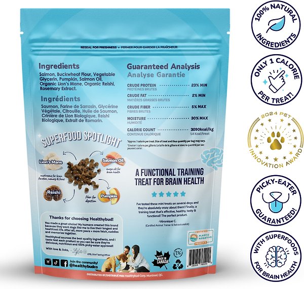 Show full view: Healthybud Salmon Soft & Chewy Low-Calorie Training Dog Treats, 6.5-oz bag slide 3 of 8