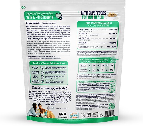 Show full view: Healthybud Beef Patties Rehydratable Square Meals Freeze-Dried Raw Dog Food, 14-oz bag slide 3 of 9