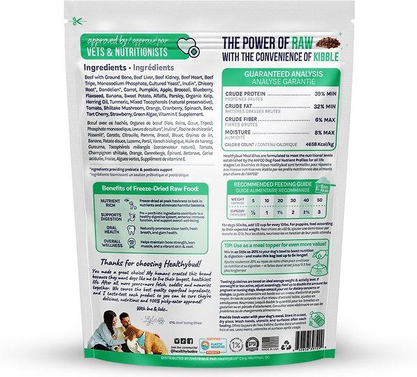 Show full view: Healthybud Beef Bites Kibble-Style Freeze-Dried Raw Dog Food, 14-oz bag slide 3 of 8