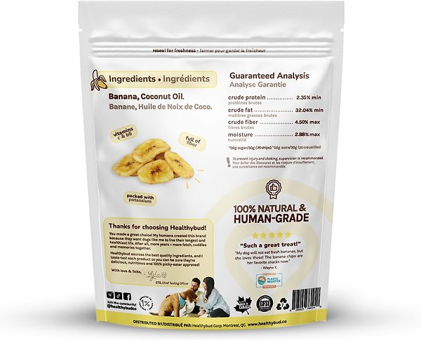 Show full view: Healthybud Banana Chips Crunchy Vegan Single Ingredient Dog Treats, 5.3-oz bag slide 3 of 5