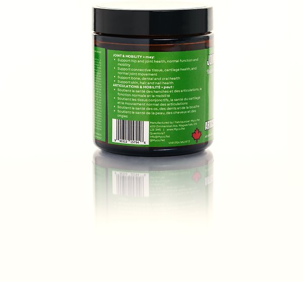 Show full view: Myco Pet Joint & Mobility Health Powder Dog Supplement, 30-g jar slide 4 of 6