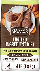 Merrick Limited Ingredient Diet Grain-Free Lamb & Sweet Potato Recipe Dry Dog Food, 9.9-kg bag
