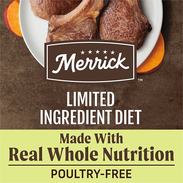 Show full view: Merrick Limited Ingredient Diet Grain-Free Lamb & Sweet Potato Recipe Dry Dog Food, 9.9-kg bag slide 3 of 9