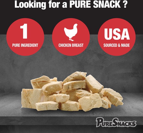 Show full view: PureSnacks Chicken Breast Freeze-Dried Dog Treats, 140g/4.94-oz bag slide 3 of 8