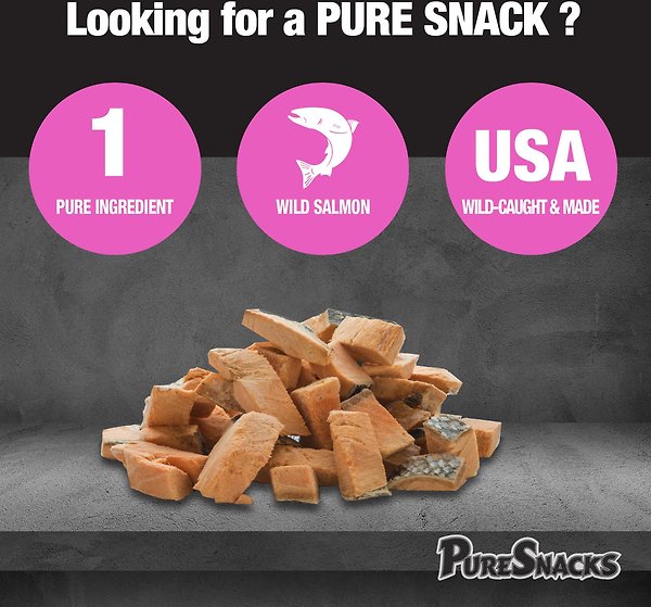 Show full view: PureSnacks Salmon Freeze-Dried Dog Treats, 100g/3.5-oz bag slide 3 of 8