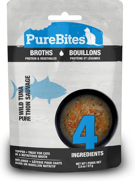 PureBites Tuna & Vegetables Broths Wet Cat Food Topper, 57-g bag, 18 count slide 1 of 7