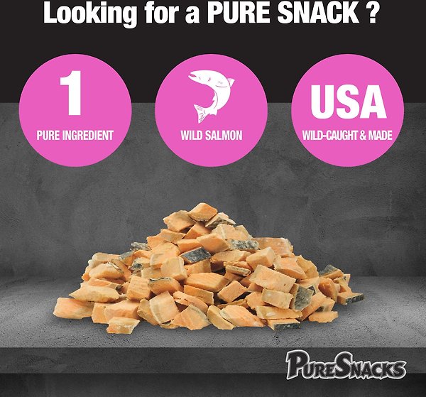 Show full view: PureSnacks Salmon Freeze-Dried Cat Treats, 23g/0.81-oz bag slide 3 of 9