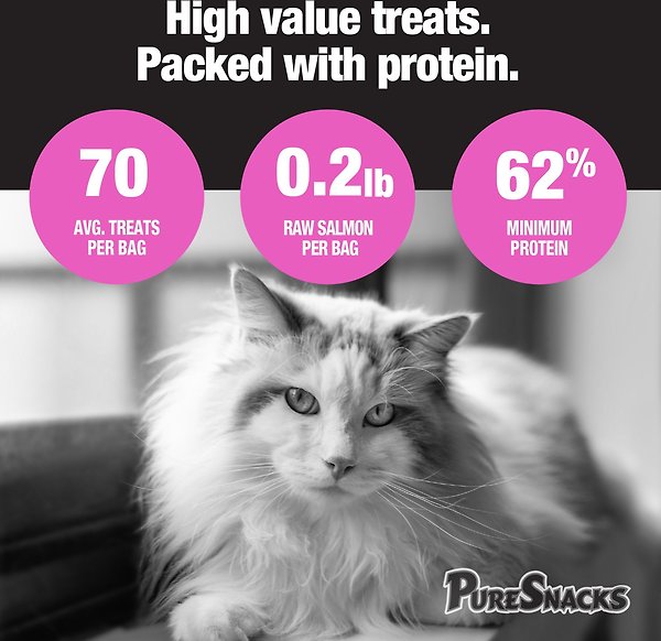 Show full view: PureSnacks Salmon Freeze-Dried Cat Treats, 23g/0.81-oz bag slide 6 of 9