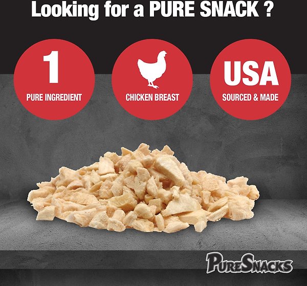 Show full view: PureSnacks Chicken Breast Freeze-Dried Cat Treats, 29g/1.02-oz bag slide 3 of 9
