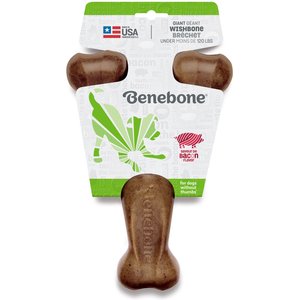 Benebone Bacon Flavor Wishbone Tough Dog Chew Toy, Giant