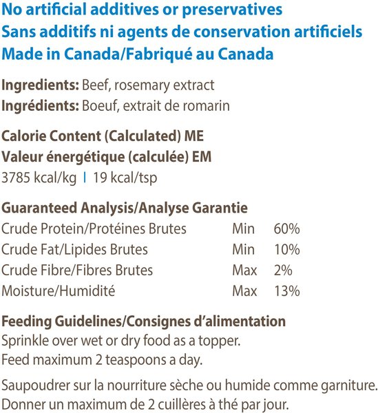 Show full view: Caledon Farms Sprinkles Beef Dry Dog Food Topper, 120-g jar slide 3 of 4