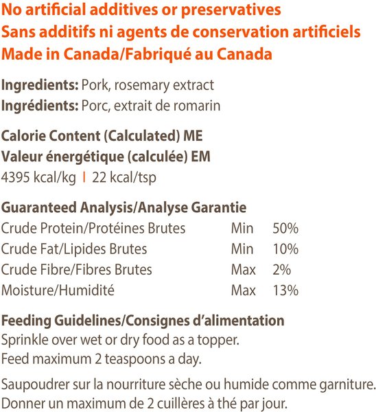 Show full view: Caledon Farms Sprinkles Pork Dry Dog Food Topper, 120-g jar slide 3 of 4