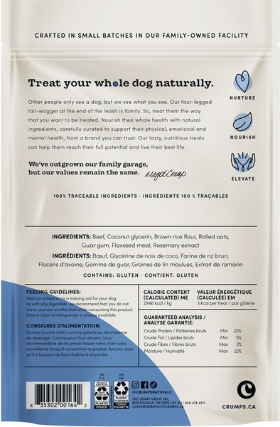Show full view: Crumps' Naturals Mini Trainers Semi Moist Beef Soft & Chewy Dog Treats, 300-g bag slide 3 of 7