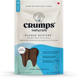 Crumps' Naturals Plaque Busters Pumpkin 7-in Dental Dog Treats, 10 count