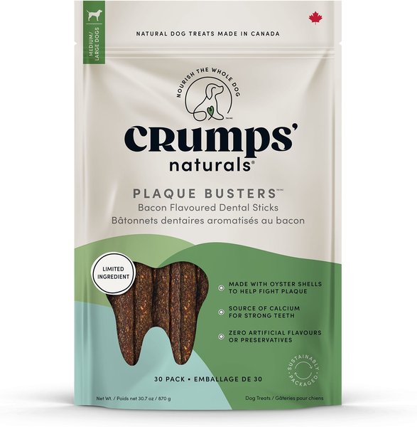 Crumps' Naturals Plaque Busters Bacon 7-in Dental Dog Treats, 870-g bag slide 1 of 2