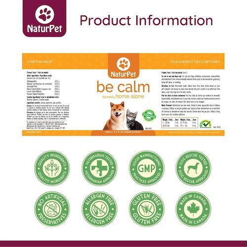 Show full view: NaturPet Be Calm Liquid Supplement for Dogs & Cats, 100-mL bottle slide 4 of 7