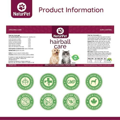 Show full view: NaturPet Hairball Care Treatment for Cats, 100-mL bottle slide 4 of 7