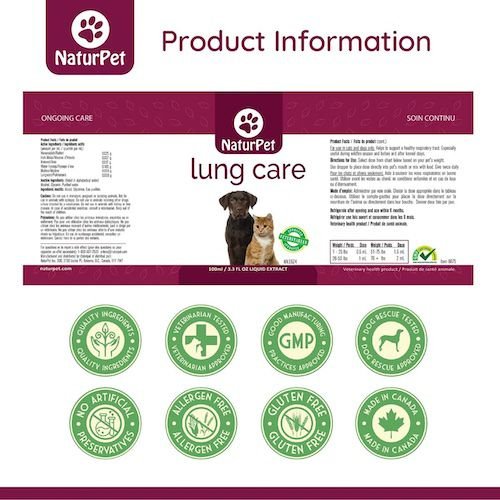 Show full view: NaturPet Lung Care Liquid Supplement for Dogs & Cats, 100-mL bottle slide 4 of 7