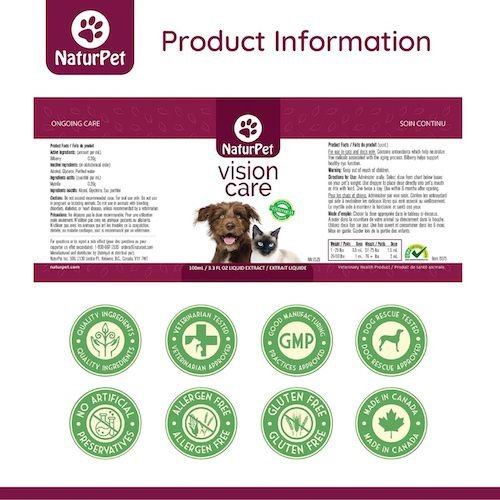 Show full view: NaturPet Vision Care Liquid Supplement for Dogs & Cats, 100-mL bottle slide 4 of 7