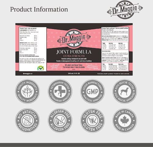 Show full view: Dr. Maggie Joint Formula Liquid Supplement for Dogs & Cats, 240-mL bottle slide 4 of 7